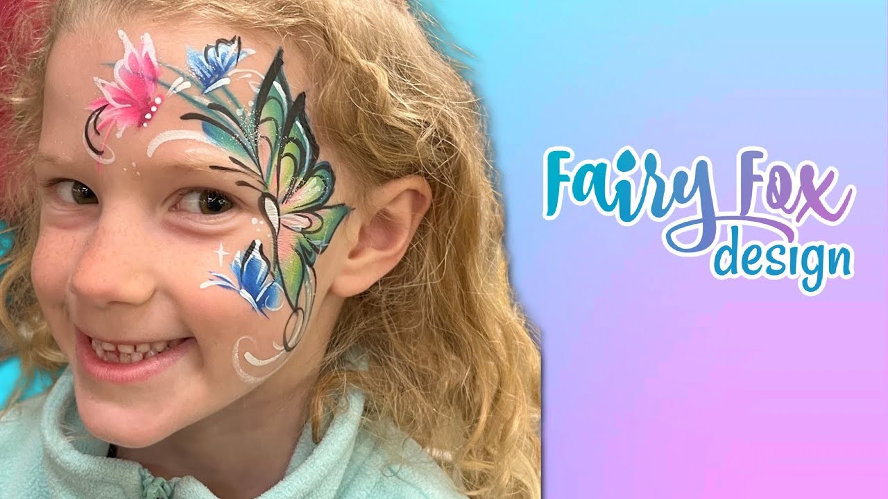 Diseño profesional de mariposa en face painting